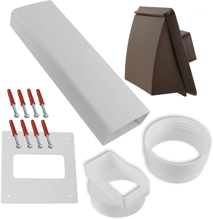 Universal Wall Vent Kit Tumble Dryer Hose External Pipe Outlet Cover Brown 4"