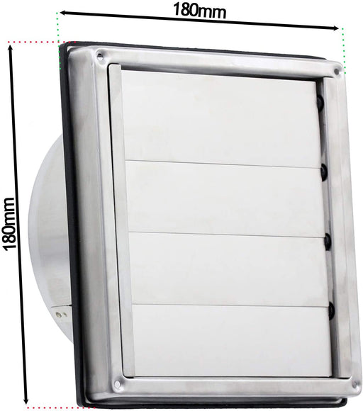 UNIVERSAL Square Exterior Wall Outlet Kit with Gravity Flaps & Extension Hose for Vented Tumble Dryer Air Conditioning Cooker Hood (5" x 3m, Stainless Steel)