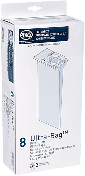 Sebo Vacuum Cleaner Ultra Dust Bags 5093ER - Automatic X Airbelt C Pack of 8