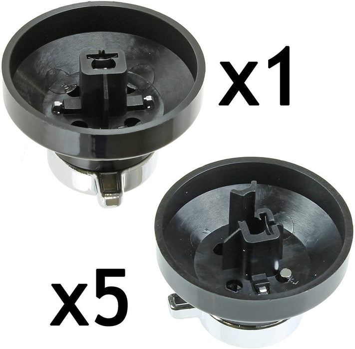 NEW WORLD Gas Hob Oven Cooker Control Knobs Genuine (Black / Silver, Pack of 6)