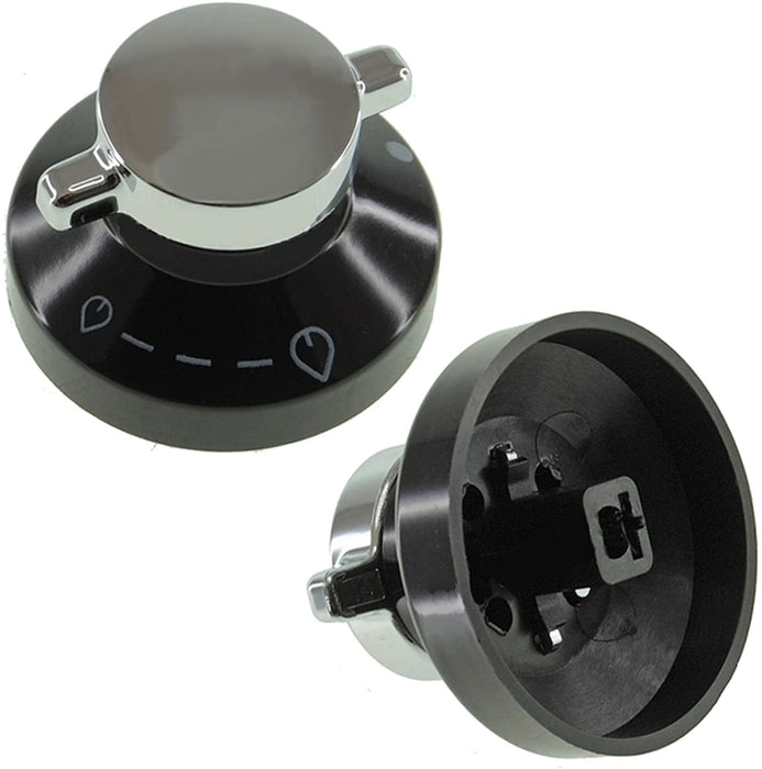 2 x Black Silver Knob Switch for GLEN DIMPLEX Gas Oven Cooker Grill Hob