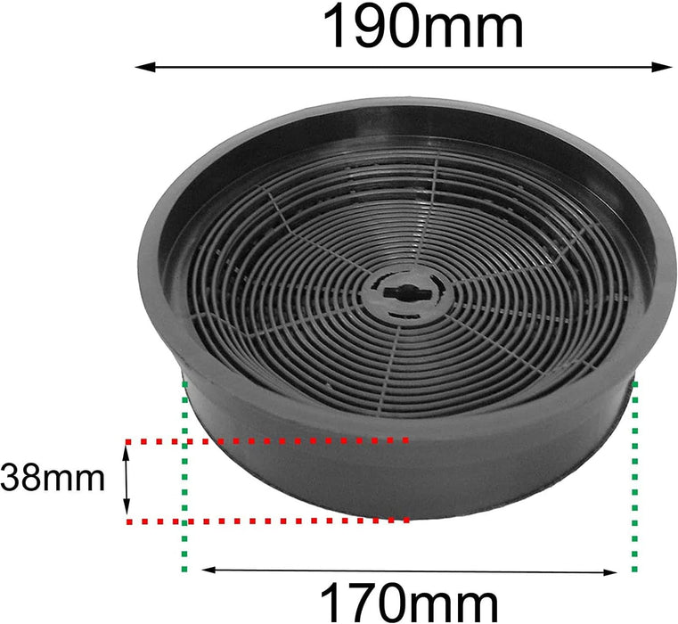 Carbon Charcoal Vent Filter for Leisure 1K2BP H100PK CA1K2BP CM Cooker Extractor Hood (Pack of 2 Filters)