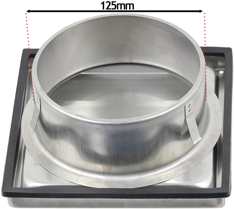 UNIVERSAL Square Exterior Wall Outlet Kit with Gravity Flaps & Extension Hose for Vented Tumble Dryer Air Conditioning Cooker Hood (5" x 3m, Stainless Steel)