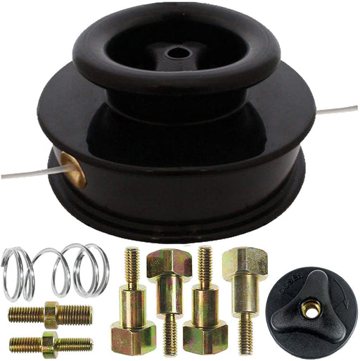 UNIVERSAL Dual Line Manual Feed Head with Bolts +3 x 80m Dual Core Refill for Strimmer/Trimmer/Brushcutter
