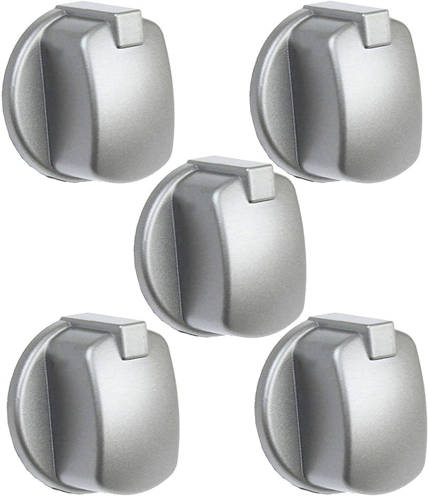 Control Knob Switch Button for HOTPOINT CIM53KCAIXGB Cooker Oven Pack of 5 (Silver/INOX)