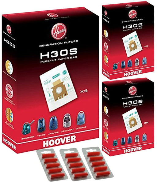 HOOVER Vacuum Cleaner H30S TELIOS ARIANNE SENSORY DISCOVERY OCTOPUS Dust Bag Genuine  09178278 (Pack of 3) + 15 Fresheners