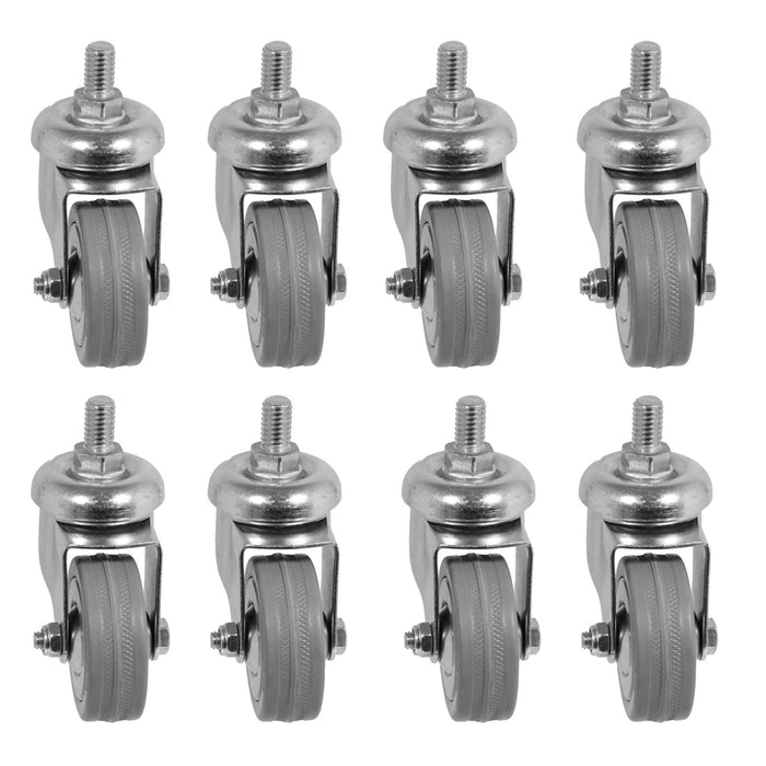 Castor Wheel Trolley 50mm M10 Threaded Swivel Non-Marking 8 x Caster Wheels Nuts