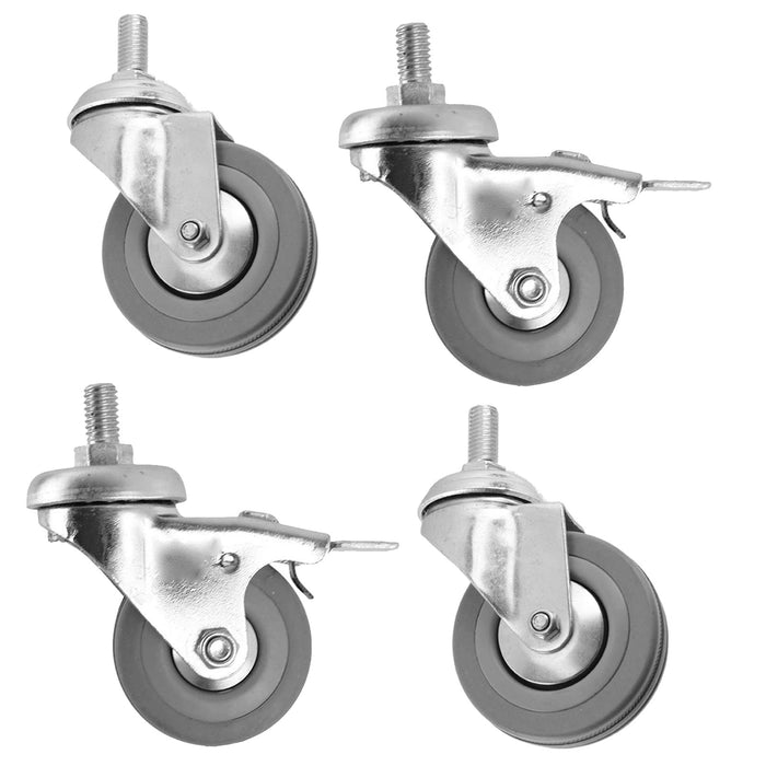 Castor Wheel Trolley 50mm M10 Threaded Swivel Braked Non-Braked 4 x Caster Wheels