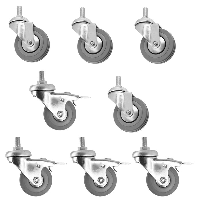Castor Wheel Trolley 50mm M10 Threaded Swivel Braked Non-Braked 8 x Caster Wheels