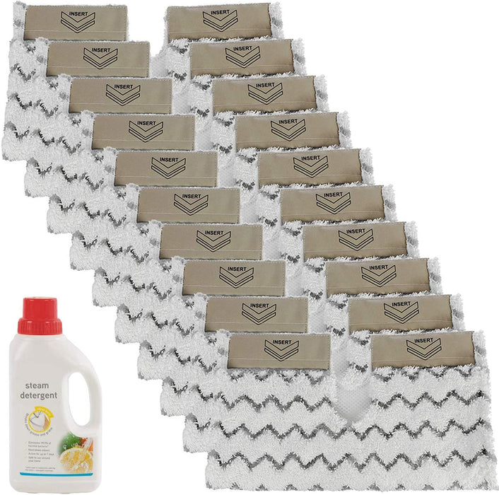 Cover Pads for SHARK Steam Cleaner Mop Klik n Flip Lift Away Pro Genuis (Pack of 10) + 500ml Detergent