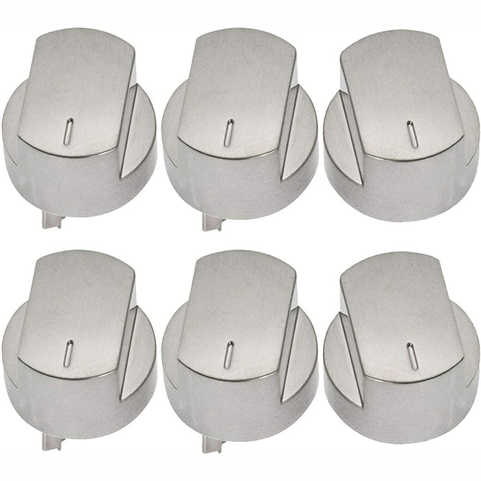 Short & Long Stem Knobs for Stoves 444445538 444445539 444445572 Oven Cooker (Pack of 6, Silver)