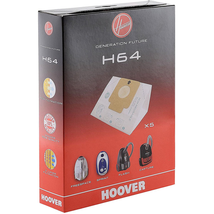 HOOVER Vacuum Cleaner H64 Dust Bag Genuine Freespace Sprint Flash Capture Cylinder 09200245 + 5 Fresheners