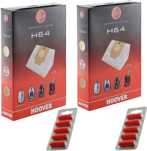 HOOVER Vacuum Cleaner H64 Dust Bag Genuine Freespace Sprint Flash Capture Cylinder 09200245 (Pack of 2) + 10 Fresheners