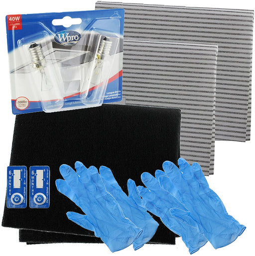 UNIVERSAL Cooker Hood Carbon Grease Filter + E14 SES 40W Light Bulbs Complete Kit for Kitchen Extractor Fan Vent