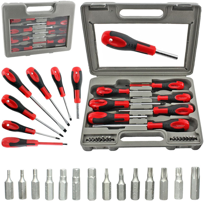 35 Piece Chrome Vanadium Magnetic Screwdriver Bit Tool Set + Cordless Rechargeable Electric Screwdriver
