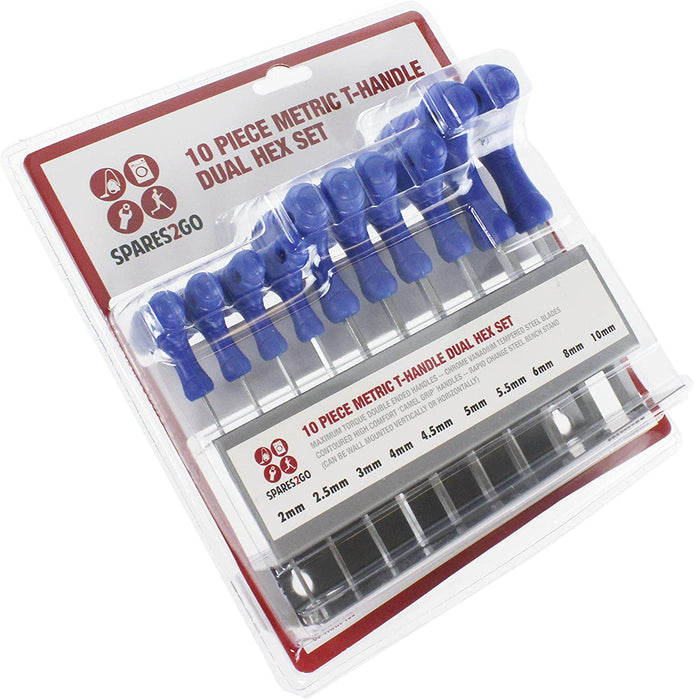 10 Piece T Handle Metric Hex Allen Key CR-V Screwdriver Set + Stand