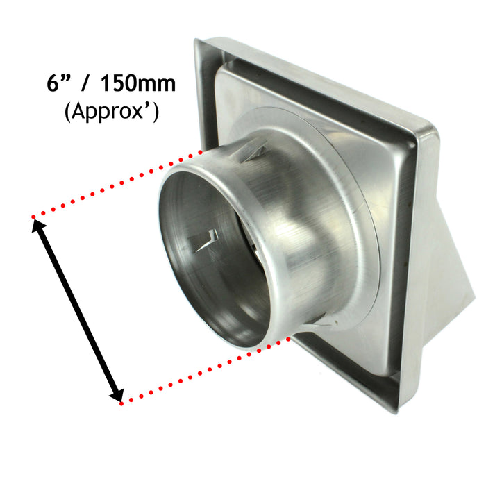 Stainless Steel External Wall Air Vent Non Return Flap Outlet (6" / 150mm)