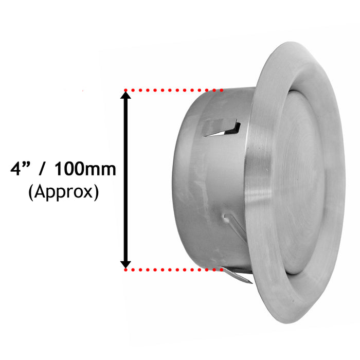 Stainless Steel Round Ceiling Extractor Exhaust / Supply Wall Vent (4" / 100mm)