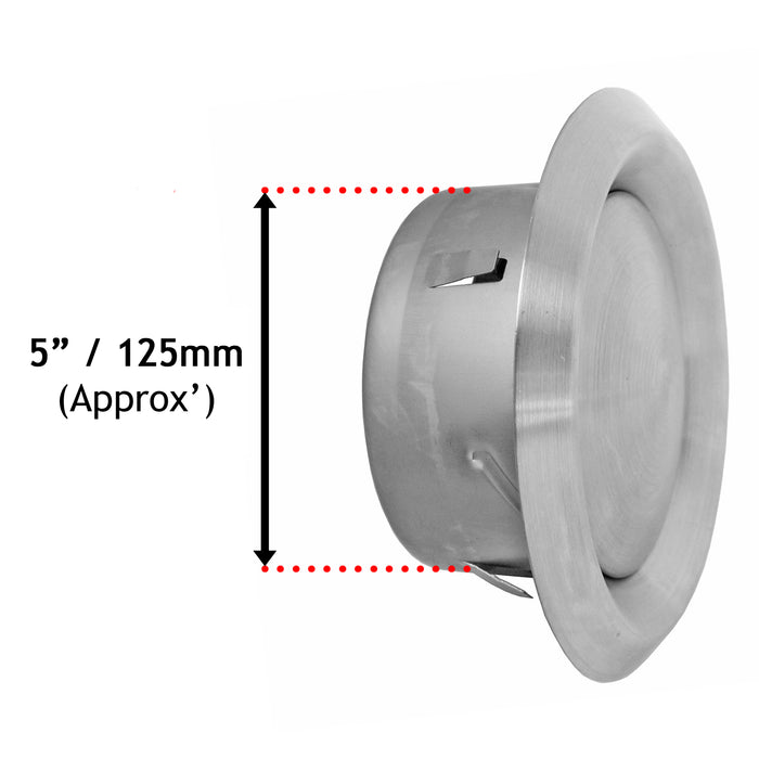 Stainless Steel Round Ceiling Extractor Exhaust / Supply Wall Vent (5" / 125mm)