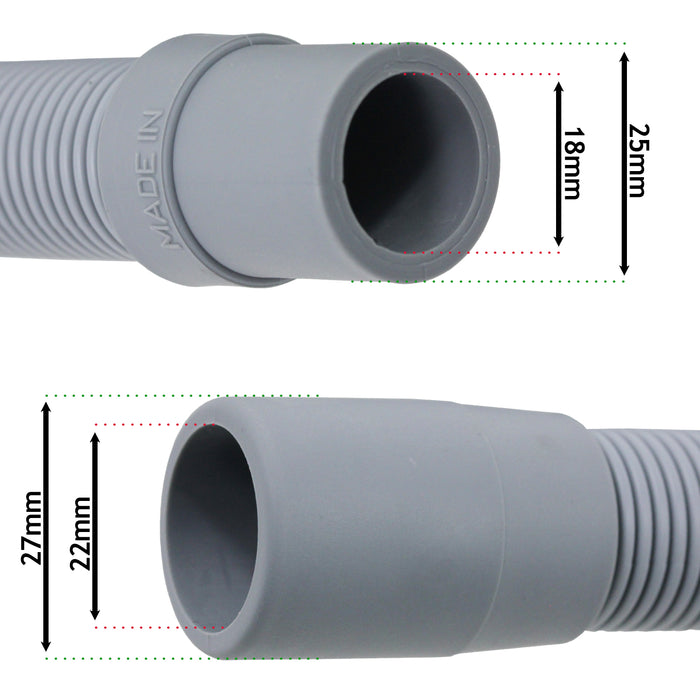 UNIVERSAL Dishwasher Fill Water Pipe Drain Hose Extension Outlet Kit 2.5m