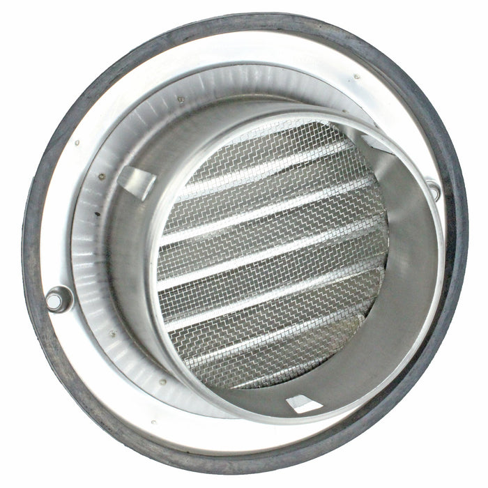 Stainless Steel Round Bull Nosed External Extractor Wall Vent Outlet with Insect Mesh Grille (5" / 125mm)
