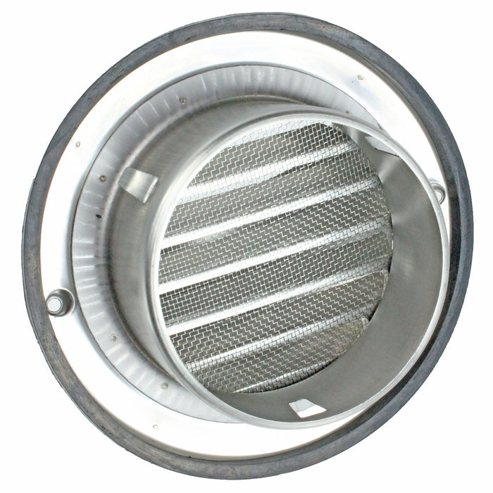 Stainless Steel Round Bull Nosed External Extractor Wall Vent Outlet with Insect Mesh Grille (6" / 150mm)