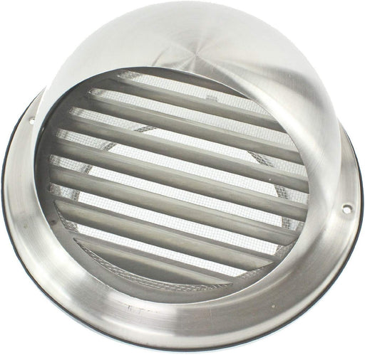 Stainless Steel Round Bull Nosed External Extractor Wall Vent Outlet with Insect Mesh Grille (6" / 150mm)