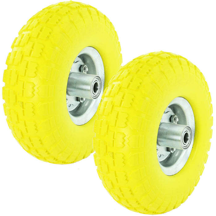10" Solid Wheelbarrow Wheel Tubeless Barrow Tyre Burst & Puncture Proof Spare x 2