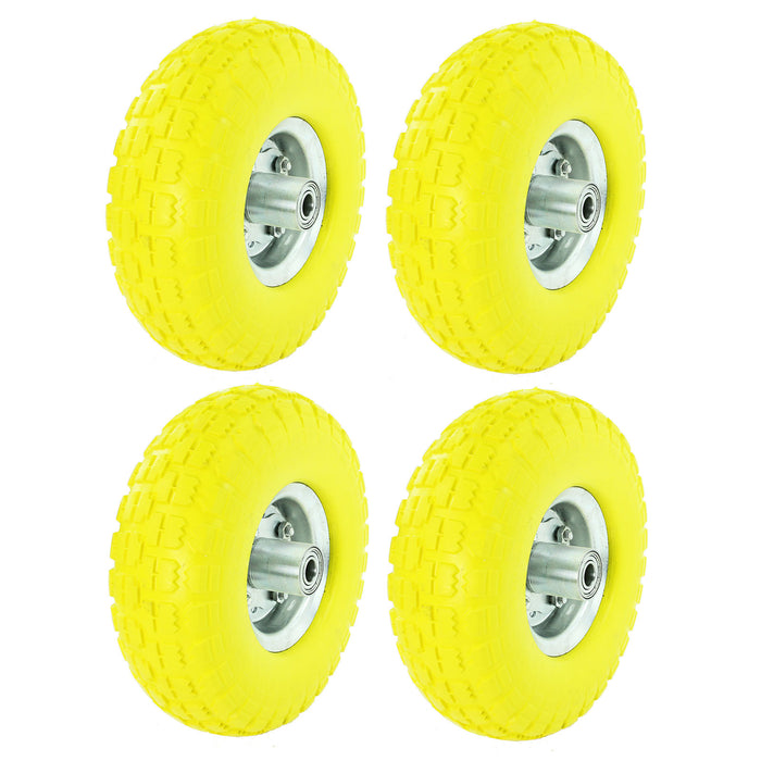 10" Solid Wheelbarrow Wheel Tubeless Barrow Tyre Burst & Puncture Proof Spare x 4