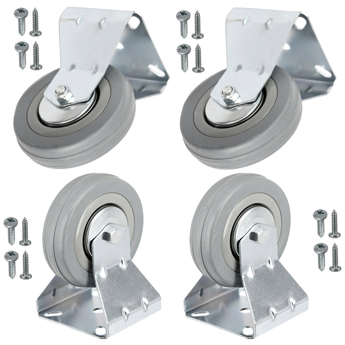 Caster Wheels Fixed Plate 100mm Castor for Divan Bed Furniture x 4 + Screws