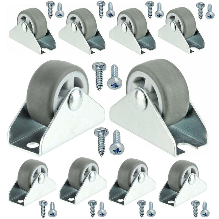 Castor Wheels Low Level Furniture Flight Case Mini 32mm Caster 1'' x 10 + Screws