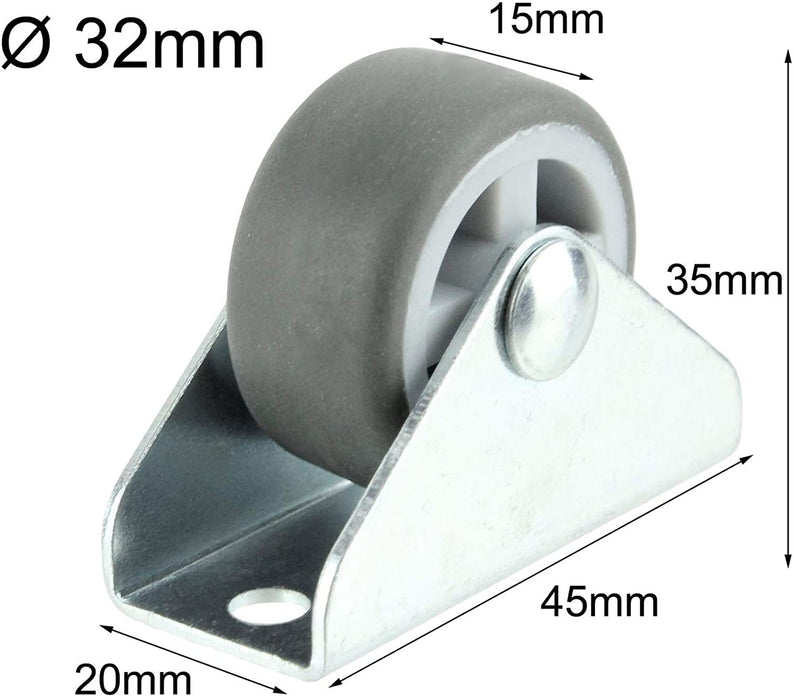 32mm Castor Wheels Low Level Furniture Flight Case Small Mini 1'' Fixed Wheel 10