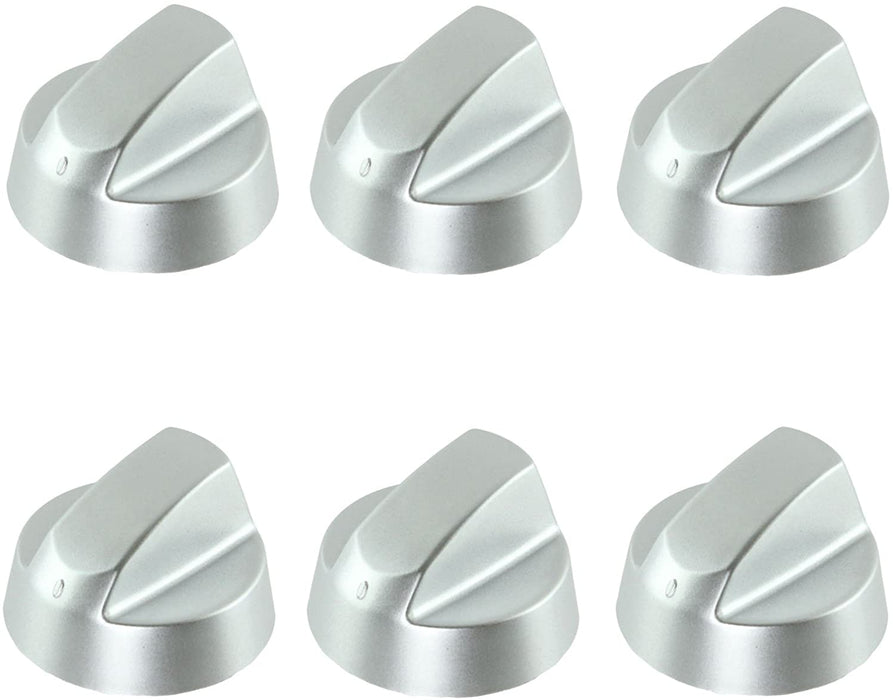 UNIVERSAL Control Knob Dial & Adaptors for Toaster, Oven & Trouser Press (Silver, Pack of 6)