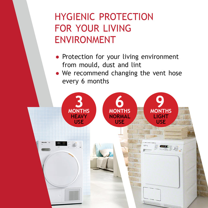 SPARES2GO Extra Long Vent Hose & Screw Clips Kit For Bosch Tumble Dryer (6 Metre, 100mm Diameter