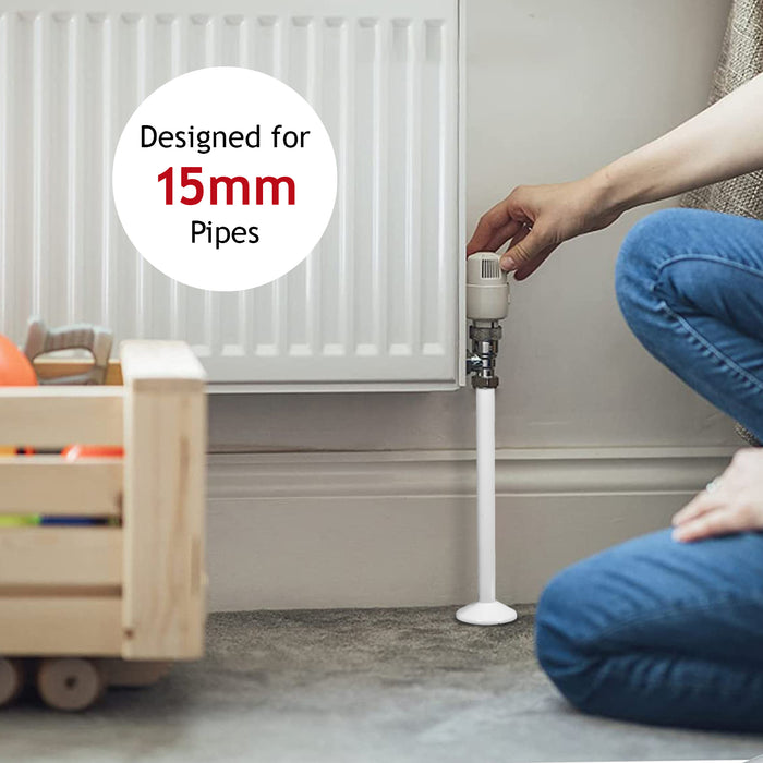 Radiator Pipe Covers Shroud Collars Sleeve White 15mm x 200mm