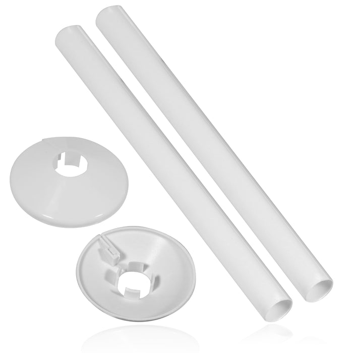 Radiator Pipe Covers Shroud Collars Sleeve White 15mm x 200mm
