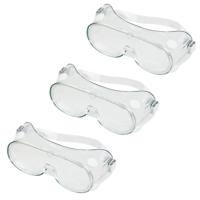 Multipurpose Safety Goggles Protection Glasses One Size Fit Pack of 3 Clear