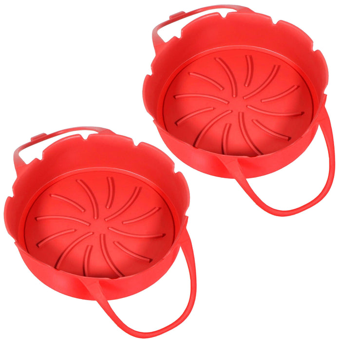 Basket Liner for Tower Air Fryer Vortx 9L Dual Silcone Mat Non-Stick Red x 2 Baskets Liners Round Tray With Handle