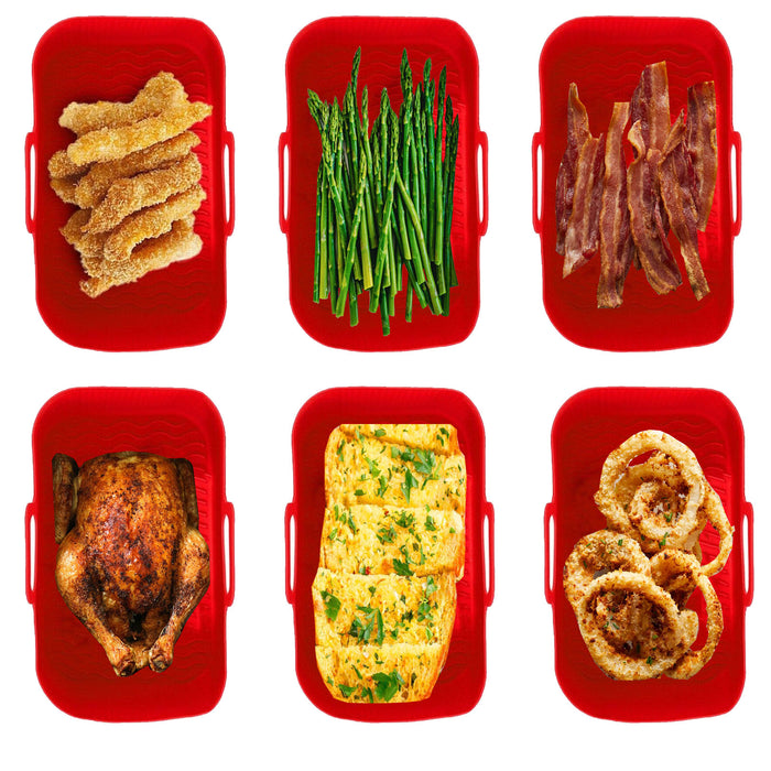 Air Fryer Basket Liner Dual Drawer Pot Silcone Mat Rectangular Handles