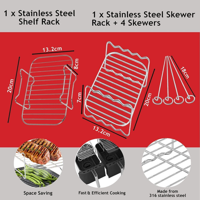 Racks for INSTANT VORTEX Air Fryer 7.6L Double Basket Grill Shelf Skewer x 2