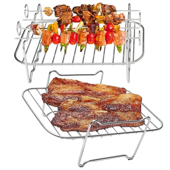 Grille à Brochettes Pour Air Fryer - Support Vertical En Inox 6,3 Pouces Avec 24 Aiguilles | Pour Kebabs Et Grillades