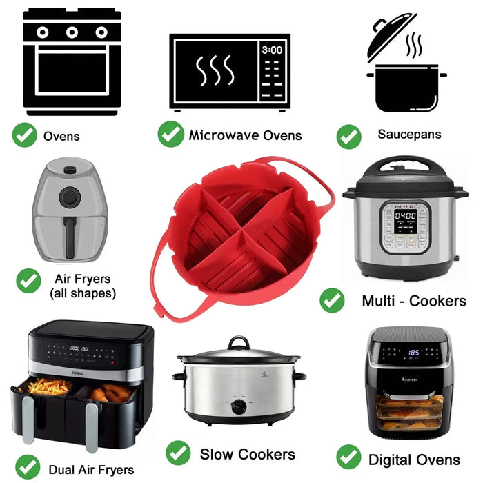 Basket Liner for TEFAL EasyFry Compact Classic Precision Air Fryer Red Silicone