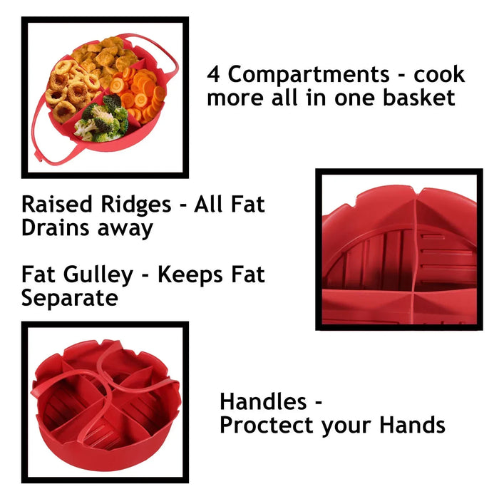 Basket Liner for LOGIK SALTER KLARSTEIN Air Fryer Silcone Non-Stick Mat Red