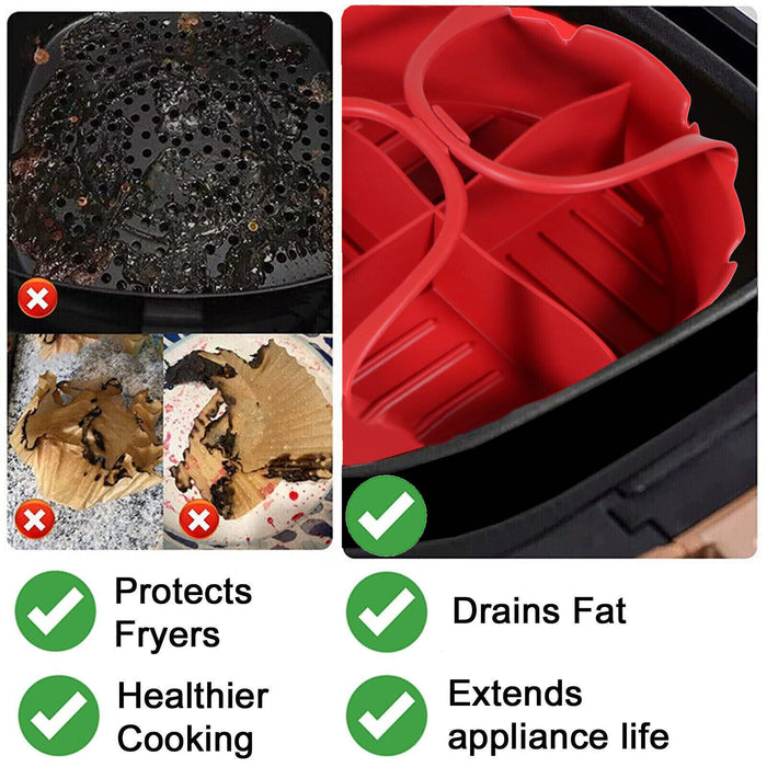 Air Fryer Basket Liner Silicone Pot Mat Non-Stick Multi Cooker Round Tray Set