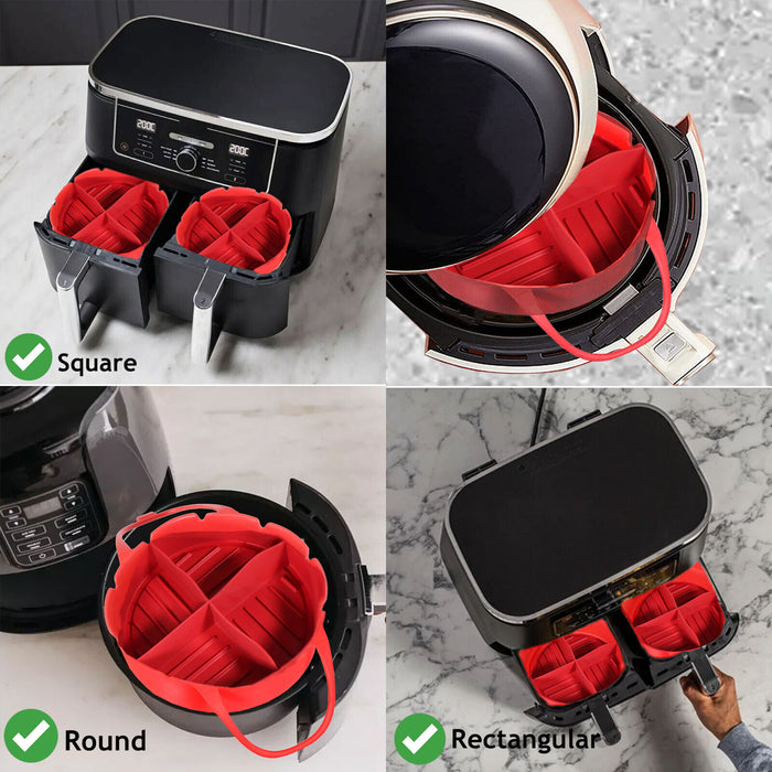 Air Fryer Basket Liner Silicone Pot Mat Non-Stick Multi Cooker Round Tray Set