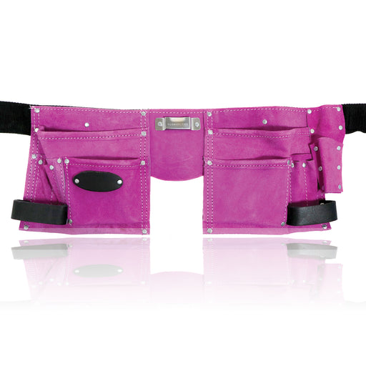 Gardening Tool Belt Pink Double Leather 11 Pouch Purple Holder Adjustable Suede