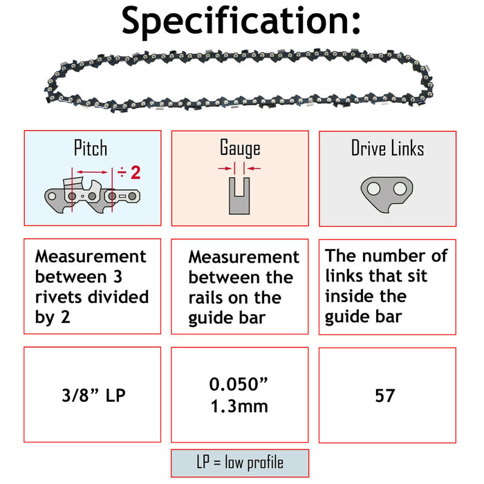 16" Bar Saw Chain for BLACK & DECKER Chainsaw 57 Drive Links GK 1940T GK 2240T
