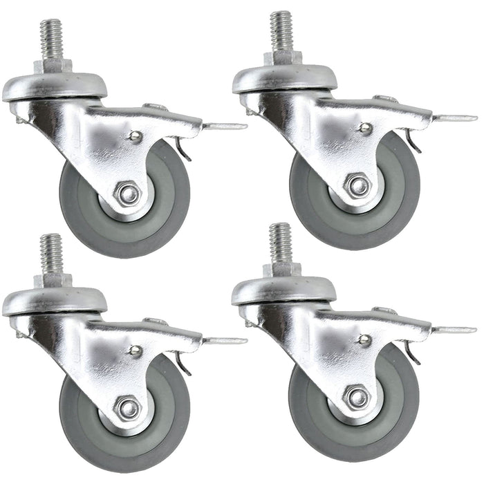Castor Wheel Trolley 50mm M10 Threaded Swivel Braked 8 x Caster Wheels + Nuts