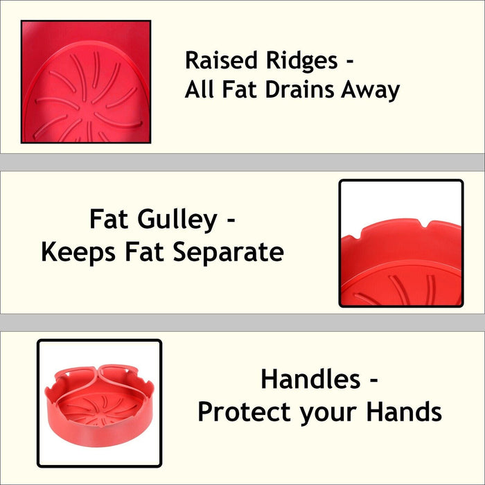 Air Fryer Basket Liner Silicone Pot Mat Non-Stick Multi Cooker Frying Round Tray With Handle Red
