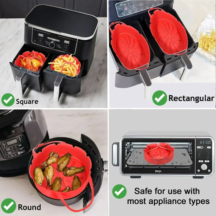 Basket Liner for SALTER KLARSTEIN LOGIK Air Fryer Silcone Non-Stick Mat Set Red